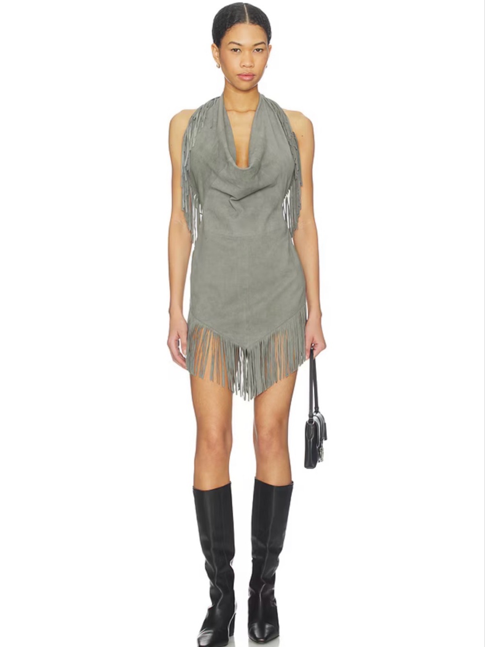 Understated Leather Fringe Mini Dress